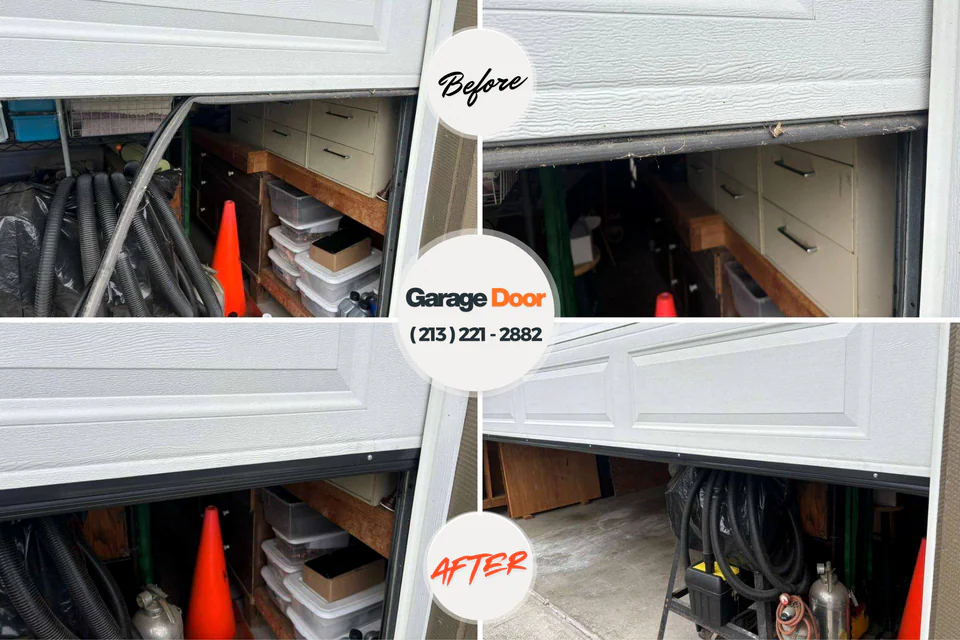 Before and after: garage door repair Artesia, CA